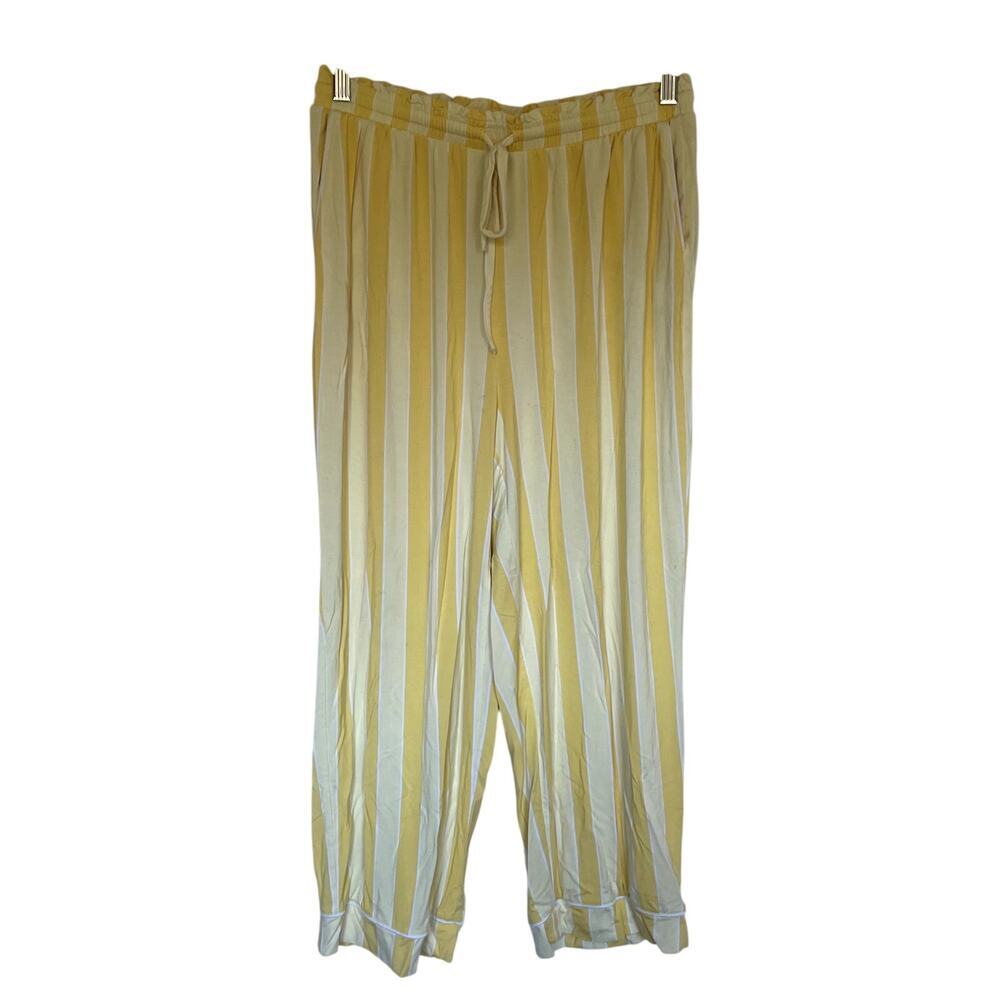 LOFT sleep‎ notch collar capri pajama pants white yellow soft women's S modal